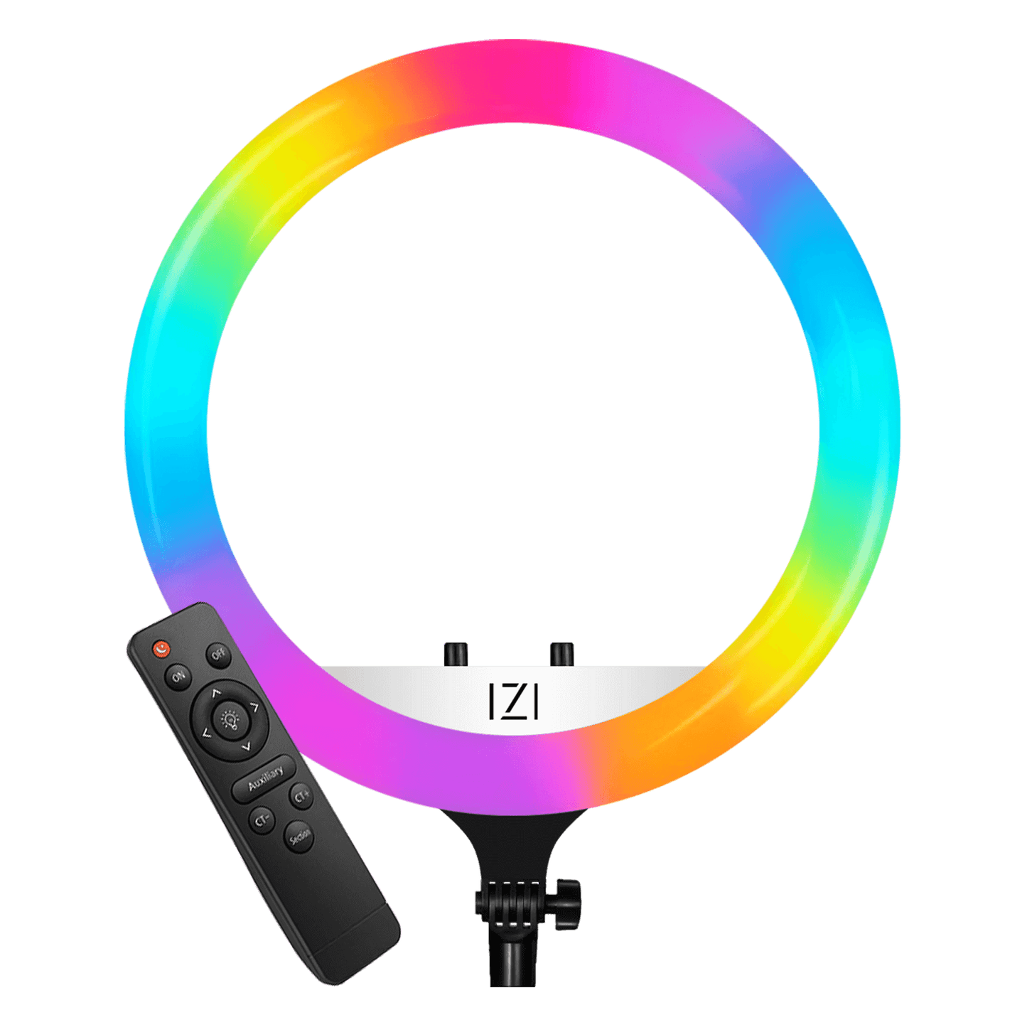 IZI Light 18 inch LED RGB Ring Light, 28+ Multicolor Modes with Anti skid base for YouTube, Photo Video Shoots, Live Streaming, Makeup, iPhone/Android Phone & Camera Compatible, Without Tripod