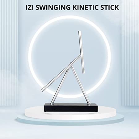 IZI Kinetic Sticks, Energy Sculpture, Perpetual Motion Machine, Piano Finish Base, Office Desk, Educational Science Machine, Office and School - IZI