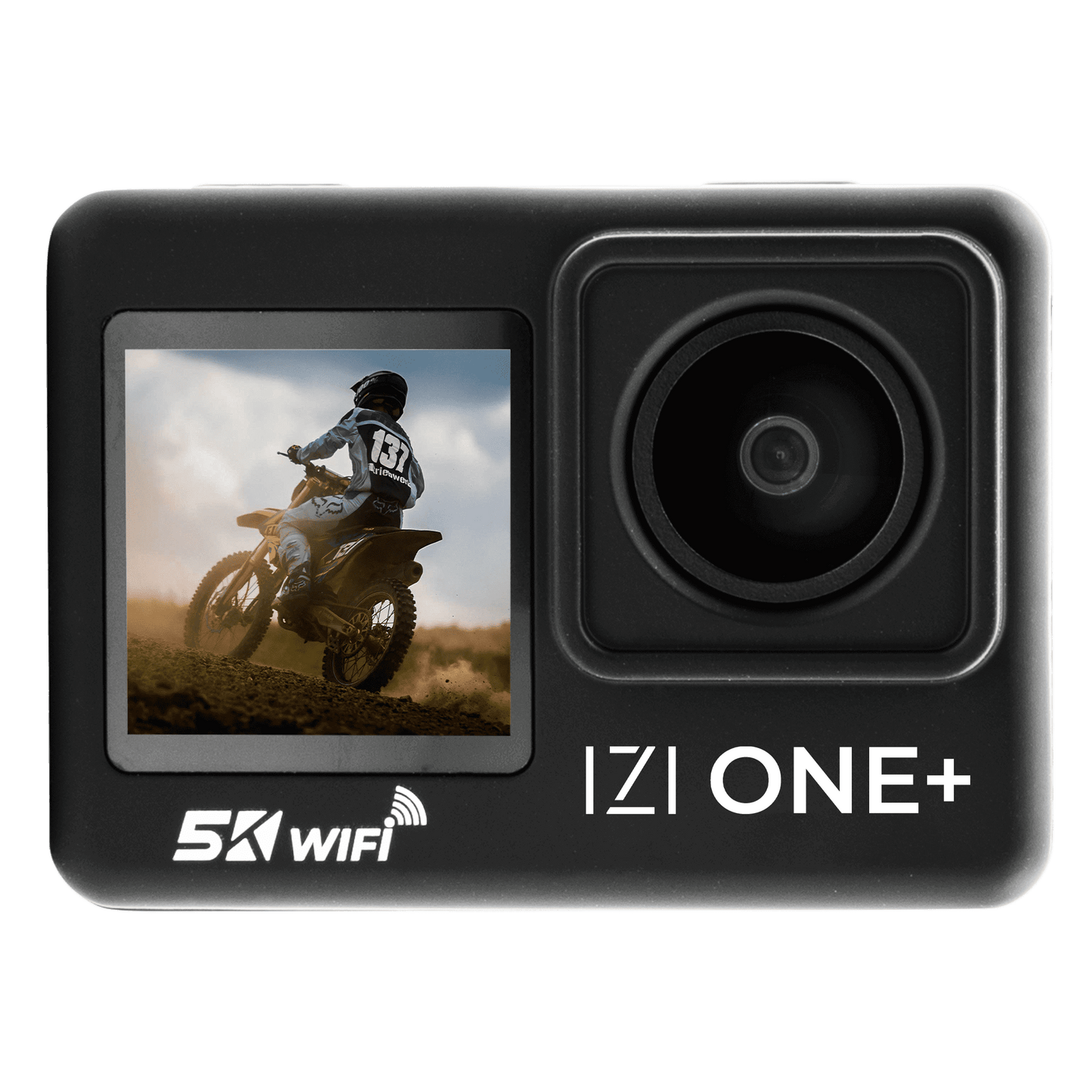 IZI ONE+ 5K Action Camera: Dual Screen, Waterproof, 48MP - IZI