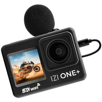 IZI ONE+ 5K Action Camera: Dual Screen, Waterproof, 48MP - IZI