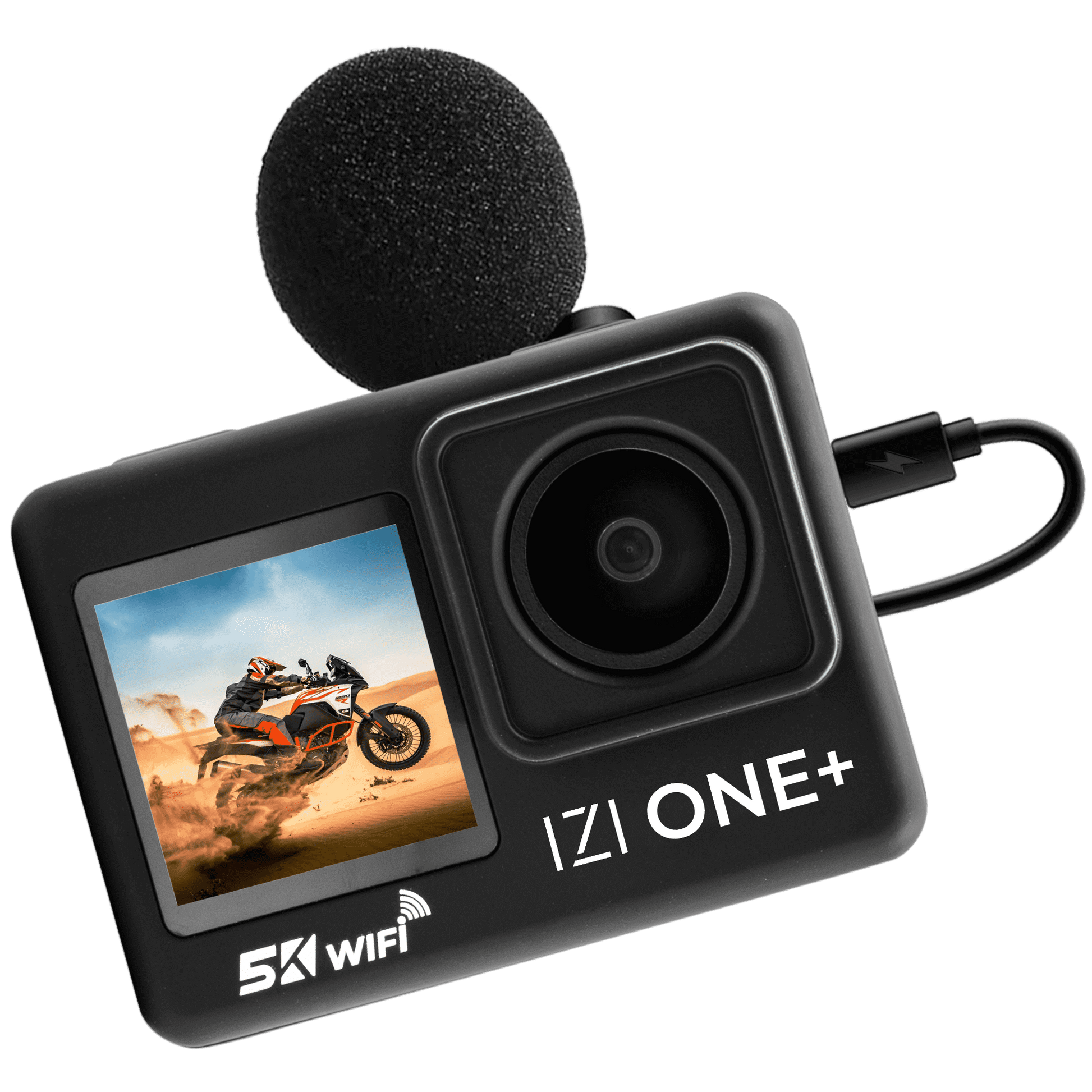 IZI ONE+ 5K Action Camera: Dual Screen, Waterproof, 48MP - IZI