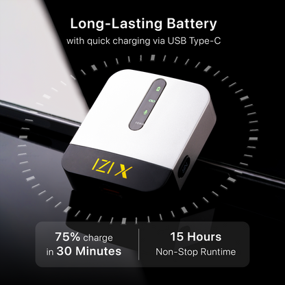 IZI X Wireless Microphone - 360° Omnidirectional, 120M Range, 15Hr life